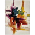 Tapis descente de lit blanc / multicolore 60x120 cm Tapis descente de lit blanc / multicolore 60x120 cm
