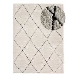 Tapis descente de lit shaggy blanc / noir 60x120 cm