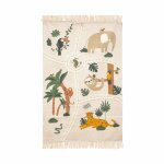 Tapis pour enfants en coton beige thme de la jungle 100x150 cm
