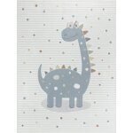 Tapis enfant lavable en machine dinosaure beige / gris 120x170