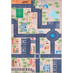 Tapis enfant lavable en machine  motif circuit - beige - 80x150