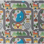 Tapis enfant moderne football, gris, 200 x 200 cm carr