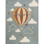 Tapis enfant montgolfière nuages multicolore / bleu 160x213 Tapis enfant montgolfière nuages multicolore / bleu 160x213