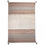 Tapis d'entre, kilim tiss main en coton motif ethnique, beige 80x150