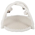 Tapis d'éveil bébé rond bouclettes blanches motif damier d90 Tapis d'éveil bébé rond bouclettes blanches motif damier d90