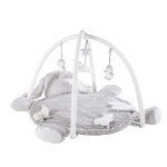 Tapis d'veil bb rond lapin gris d90