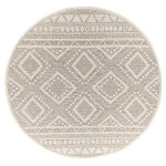 Tapis extrieur intrieur cuisine plat terrazzo, beige, 160 cm rond