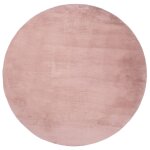 Tapis de fourrure rond velours rose poudr 120x120cm