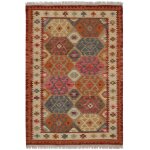 Tapis kilim orient tissé main en laine rouge 060x120 cm Tapis kilim orient tissé main en laine rouge 060x120 cm