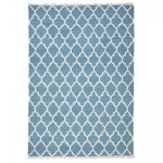 Tapis kilim tiss main en laine motif scandinave, bleu 200x290