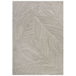 Tapis en laine gris effet 3d relief feuilles 120 x 170 Tapis en laine gris effet 3d relief feuilles 120 x 170