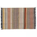 Tapis en laine tissé à plat avec motifs et franges 120 x 170 cm Tapis en laine tissé à plat avec motifs et franges 120 x 170 cm