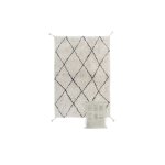 Tapis lavable en coton blanc rayures noires 70x100