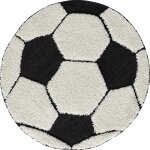 Tapis moderne football, gris, 200 cm rond