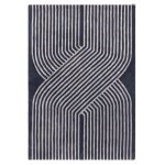 Tapis moderne tuft main en laine bleu 160x230 cm