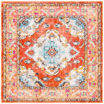 Tapis orange / light blue 201 x 201 cm
