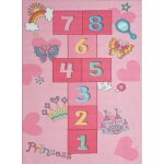Tapis parc enfant fille princesse, rose, 140 x 200 cm