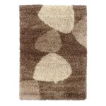 Tapis  poils longs motifs galets chocolat 120x170