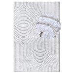 Tapis poils longs motifs en relief crme 160x235cm - elle decoration