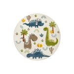 Tapis rond enfant dinosaures beige, sable avec relief �160
