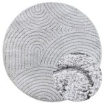 Tapis rond poils longs en relief argent 160x160cm - elle decoration