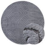 Tapis rond poils longs en relief gris 160x160cm - elle decoration