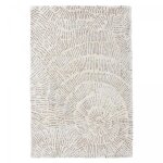 Tapis salon tuft main en laine haute qualit motif fleur cru 200x290