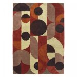 Tapis salon tufté main en laine motif seventies, rouge 160x230 Tapis salon tufté main en laine motif seventies, rouge 160x230