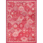 Tapis salon vintage - poils court et doux rose framboise 200x290