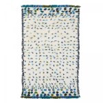 Tapis shaggy longs poils tiss  la main en laine, ecru 160x260