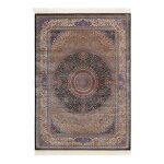 Tapis tissé fin soyeux vintage bleu de très grande qualité 220x160 Tapis tissé fin soyeux vintage bleu de très grande qualité 220x160