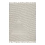 Tapis tissé main pure laine vierge à franges gris et beige 80x150 Tapis tissé main pure laine vierge à franges gris et beige 80x150