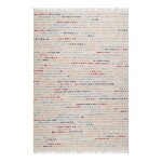 Tapis tiss main pure laine vierge  franges et multicolore 80x150