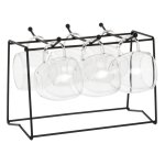 Tasses à café double paroi en verre transparent (x6) et support en métal noir Tasses à café double paroi en verre transparent (x6) et support en métal noir