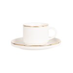 Tasse  caf et soucoupe en porcelaine blanche et dore