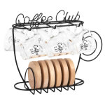 Tasses à café en verre (x6) et support en métal noir Tasses à café en verre (x6) et support en métal noir