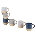Tasses en céramique blanche, bleue et grise (x6) Tasses en céramique blanche, bleue et grise (x6)