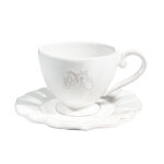 Tasse et soucoupe  caf en faence blanche