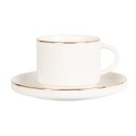 Tasse  th et soucoupe en porcelaine blanche et dore