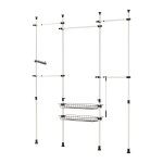 Télescopique garde - robe 5 barres 2 paniers en métal blanc Télescopique garde - robe 5 barres 2 paniers en métal blanc