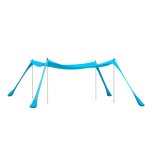 Tente de plage portable avec protection solaire effet bois turquoise