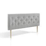 Tte de lit 140x100 cm, capitonne tissu gris