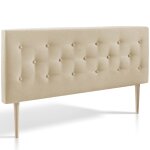 Tte de lit 150x100 cm, capitonne tissu beige, l'paisseur de 8 cm