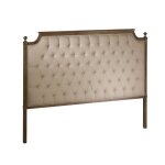 Tte de lit 160 cm en chne et lin beige