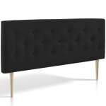 Tte de lit 160x100 cm, capitonne tissu anthracite, paisseur de 8 cm