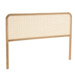 T�te de lit bords arrondis rotin naturel ch�ne massif 140 / 160cm