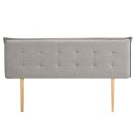 Tête de lit capitonnée sur pieds en bois, en tissu, gris, 160 cm Tête de lit capitonnée sur pieds en bois, en tissu, gris, 160 cm