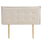 T�te de lit capitonn�e en tissu �cru, 120 cm