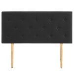 Tte de lit capitonne en tissu noir sur pieds en bois 120 cm