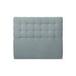Tete de lit capitonn�e velours gris bleut� 180x120